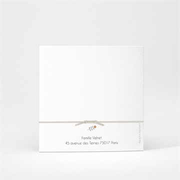 Faire-part naissance dans sa bulle bracelet - Dos du faire-part