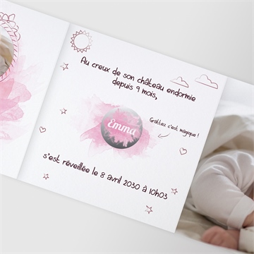 Faire-part naissance joli conte accordéon - Détail du faire-part