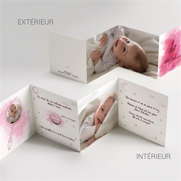 Faire-part naissance joli conte accordéon - Vue d'ensemble