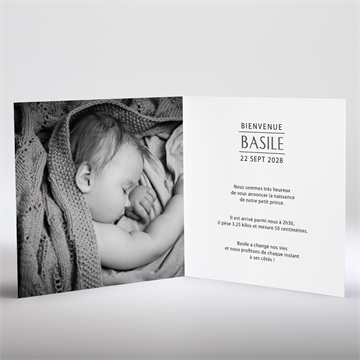 Faire-part naissance tout en rondeur carte plié - Intérieur du faire-part