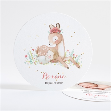 Faire-part naissance a l'ombre du faon rond