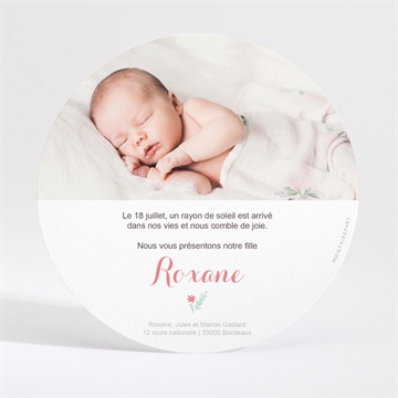 Faire-part naissance a l'ombre du faon rond - Dos du faire-part