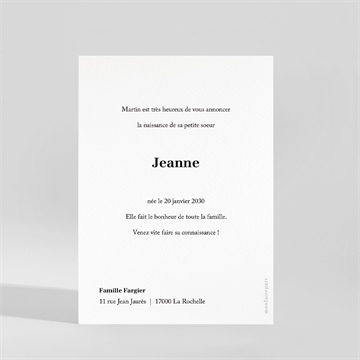 Faire-part naissance jolie définition portrait - Dos du faire-part
