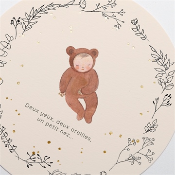 Faire-part naissance mon petit nounours dorure - Détail du faire-part