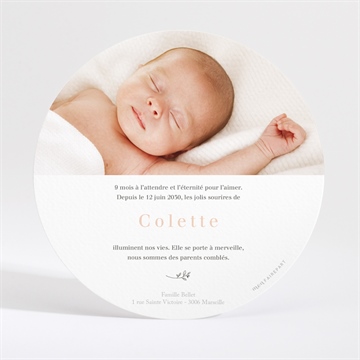 Faire-part naissance nuances de cuivre dorure - Dos du faire-part