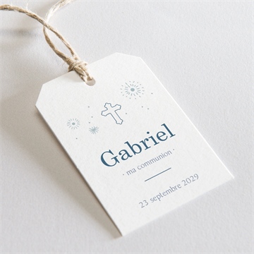 Etiquette communion vertige bougie argent