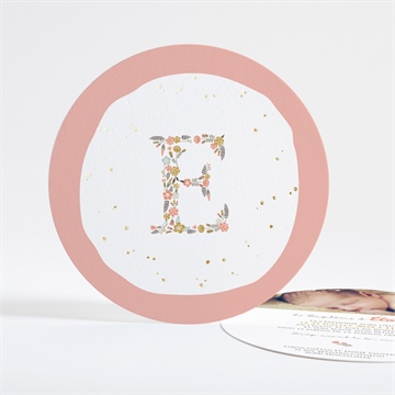 Faire-part de baptême initiales à motifs dorure