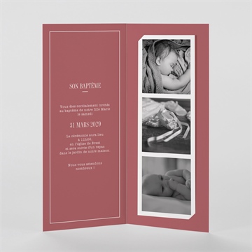Faire-part de baptême polaroid chic ! photomaton - Intérieur du faire-part