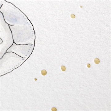 Faire-part naissance tendre aquarelle dorure - Marquage à chaud OR