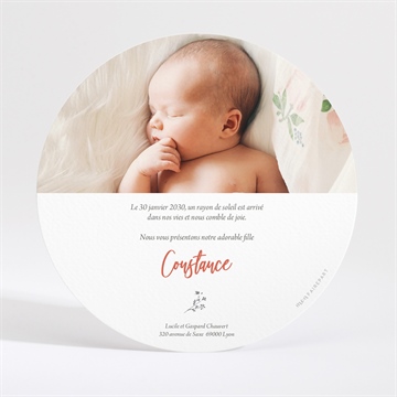 Faire-part naissance tendre aquarelle dorure - Dos du faire-part