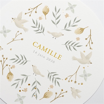 Faire-part naissance célébration dorure - Détail du faire-part