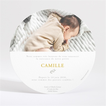 Faire-part naissance célébration dorure - Dos du faire-part