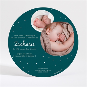 Faire-part naissance flocons délicats rond - Dos du faire-part