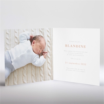 Faire-part naissance ses petits petons dorure - Intérieur du faire-part