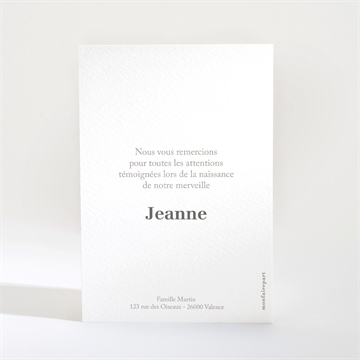 Remerciement naissance jolie définition - Dos de la carte