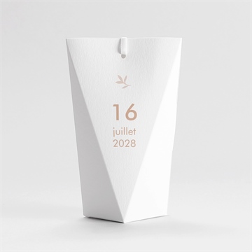 Boîte de dragées baptême colombe beige rosé étui - Dos de la boîte