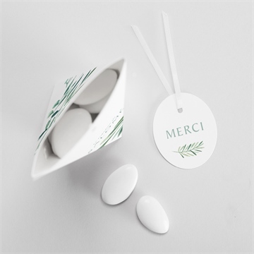 Boîte de dragées baptême feuilles et or étui - Intérieur de la boîte