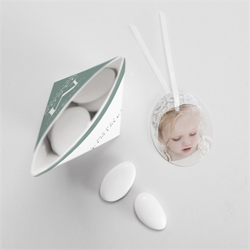 Boîte de dragées baptême annonce en or étui - Intérieur de la boîte