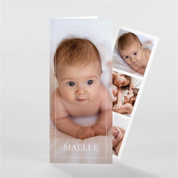 Faire-part naissance simple incrustation photomaton