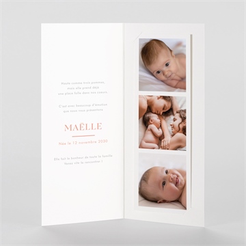 Faire-part naissance simple incrustation photomaton - Intérieur du faire-part