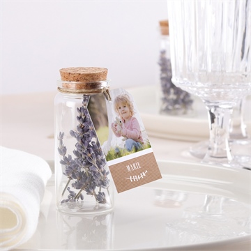 Mignonette baptême pele mele photo étiquette - Mise en situation