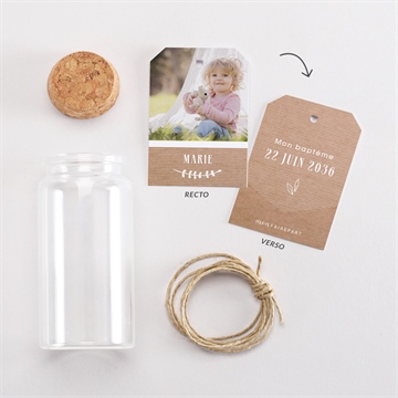Mignonette baptême pele mele photo étiquette - Vue d'ensemble