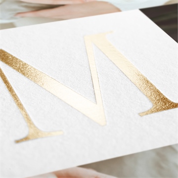 Faire-part naissance initiale en patchwork dorure - Marquage à chaud OR