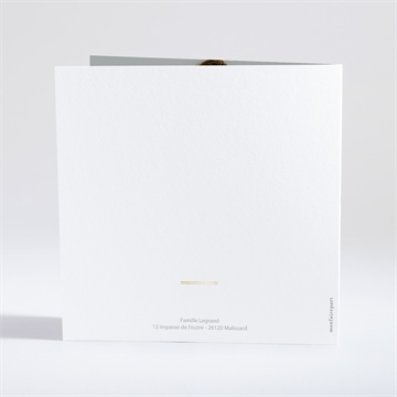 Faire-part naissance initiale en patchwork dorure - Dos du faire-part