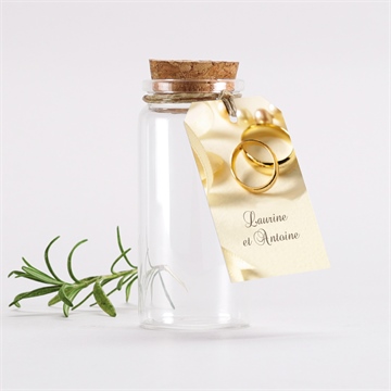 Mignonette mariage alliances fond crème dorure