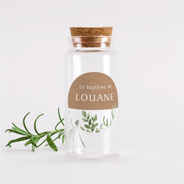 Mignonette baptême kraft végétal sticker