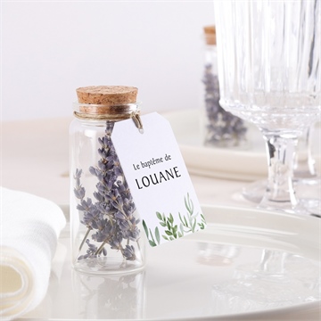 Mignonette baptême kraft végétal étiquette - Mise en situation