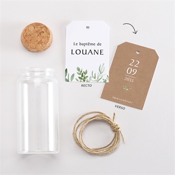 Mignonette baptême kraft végétal étiquette - Vue d'ensemble