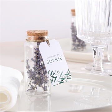 Mignonette baptême jolie annonce étiquette - Mise en situation