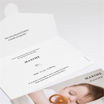 Faire-part naissance sur son couffin enveloppe - Intérieur du faire-part