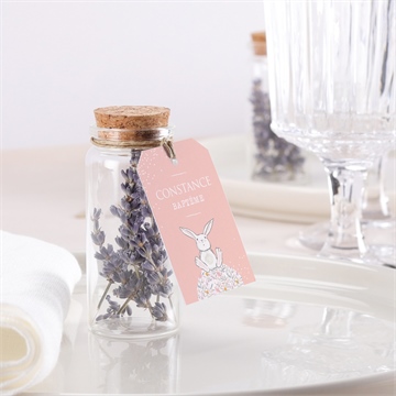 Mignonette baptême petit lapin baptême étiquette - Mise en situation