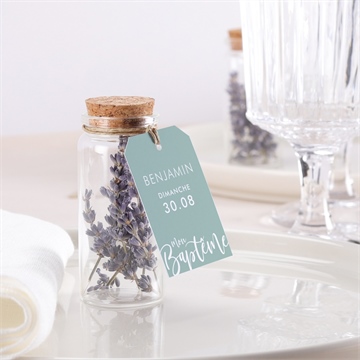 Mignonette baptême jeu de mots étiquette - Mise en situation