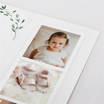 Faire-part de baptême décoration végétale photomaton - Détail du faire-part