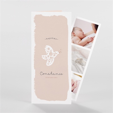 Faire-part de baptême profil de colombe photomaton - Vue d'ensemble