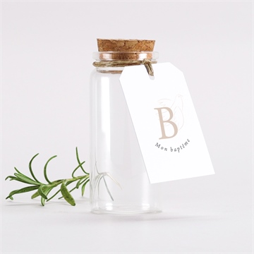 Mignonette baptême initiales d'or étiquette