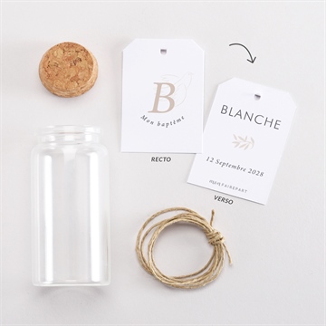 Mignonette baptême initiales d'or étiquette - Vue d'ensemble