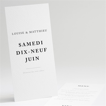 Menu mariage date gravée