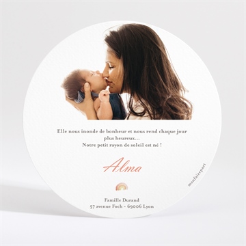 Faire-part naissance joli petit mobile rond - Dos du faire-part