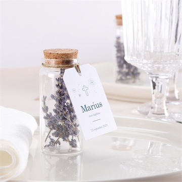 Mignonette baptême horizons étiquette - Mise en situation