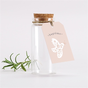 Mignonette baptême profil de colombe étiquette