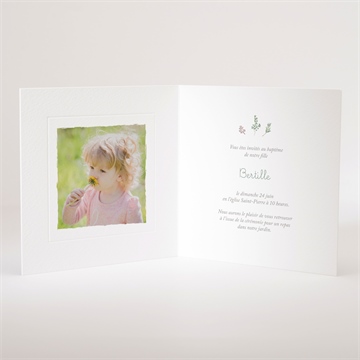 Faire-part de baptême belle journée - Intérieur du faire-part
