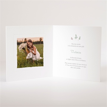 Faire-part communion printanier - Intérieur du faire-part