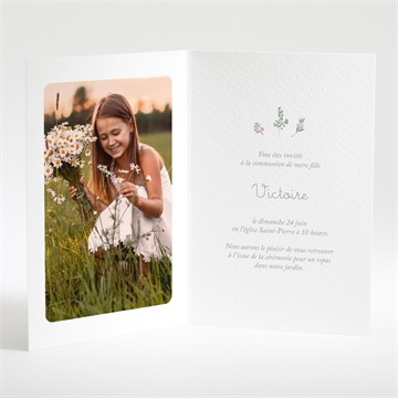 Faire-part communion printanier plié - Intérieur du faire-part