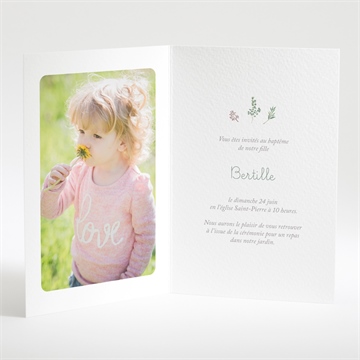 Faire-part de baptême belle journée plié - Intérieur du faire-part