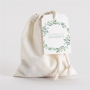 Pochon communion végétal et dorure carré