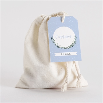 Pochon communion doux flocons étiquette